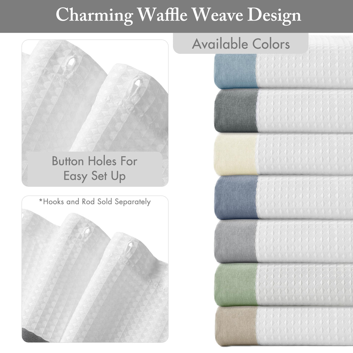 Spa Waffle Shower Curtain, 72 x 72", Charcoal