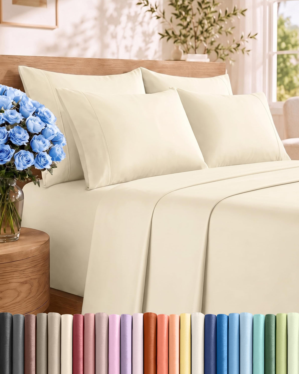 CGK 6pc Bed Sheet Set - Breathable & Cooling - Off White
