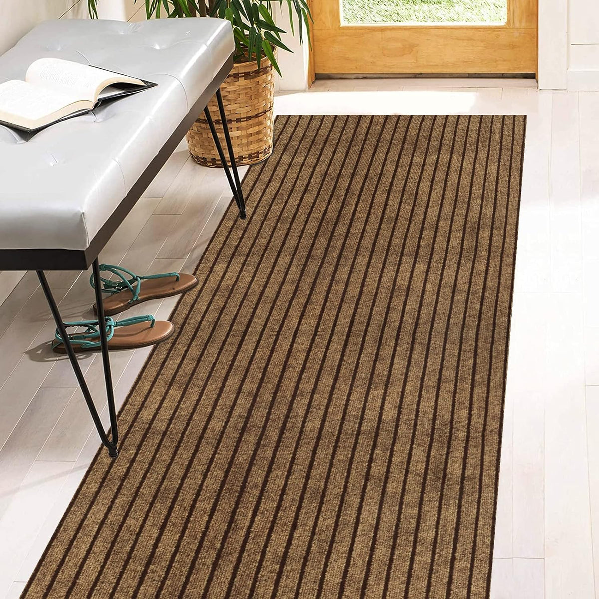 Rubber-Backed Runner Rug, 2 x 6 ft Indoor Outdoor Utility Mat