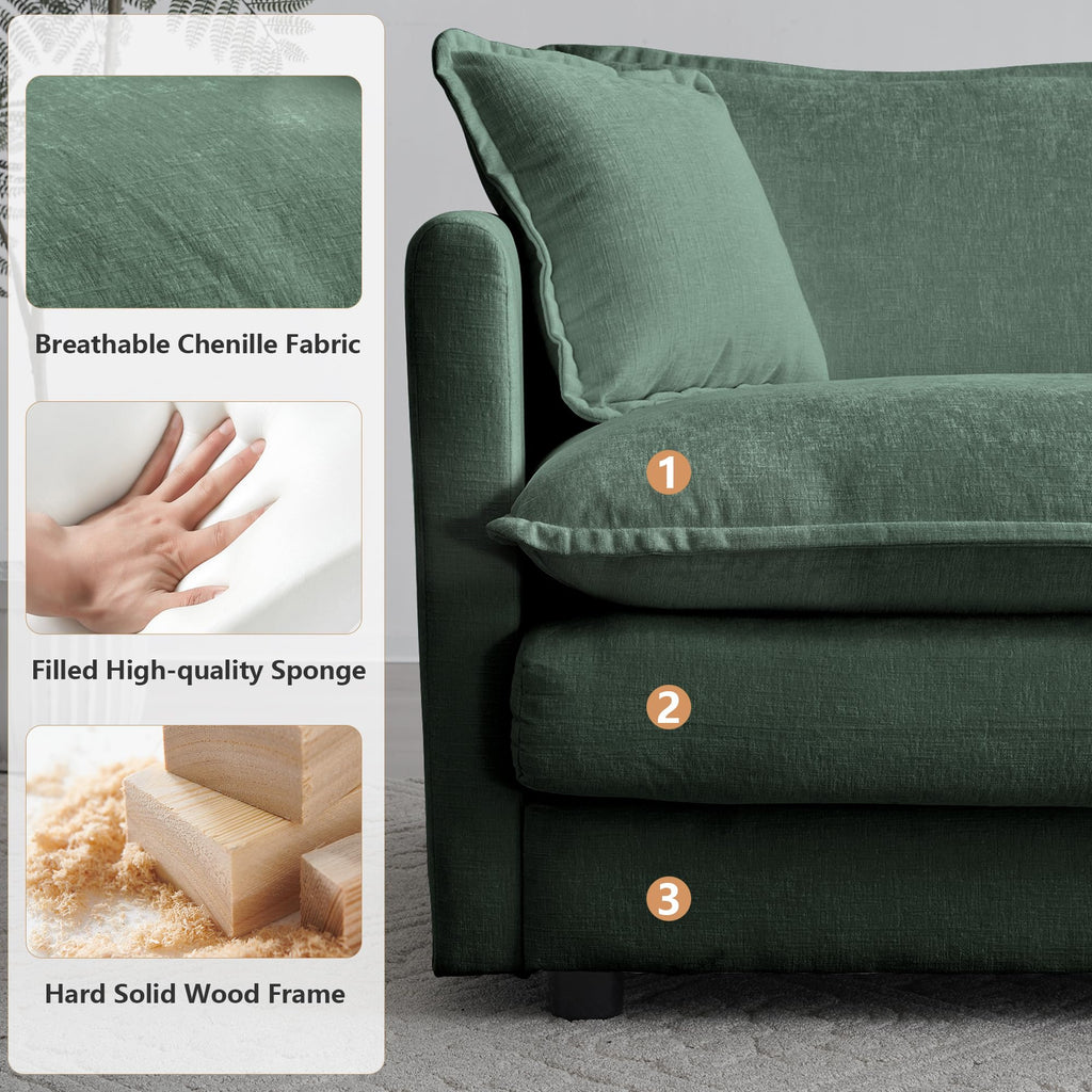 Luxury 2 Piece Cloud Couches Set, Modern Upholstered Chenille 3 Seater and Loveseat Sofa Set with 9 Pillow Bedroom