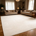Washable Large Area Rug in Solid Beige for Living Rooms