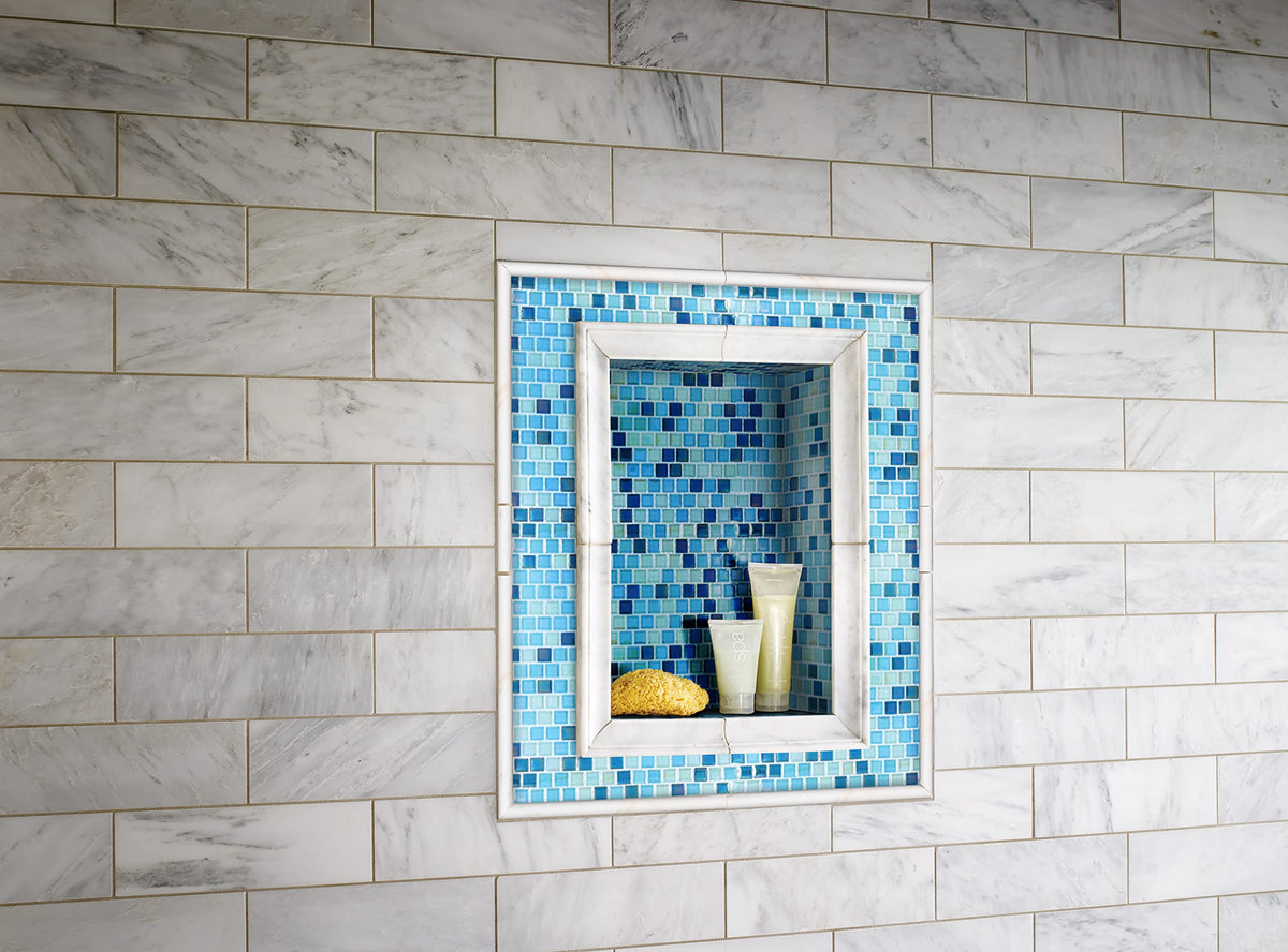 Marble Trim | Bianco Dolomite Pencil Molding 3/4 in. x 12 in. Wall Tile