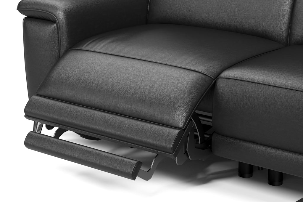 Pista Leather Reclining Sectional Sofa with Right Hand Chaise - Italian Nappa 11000 Top Grain Leather Couch - Power