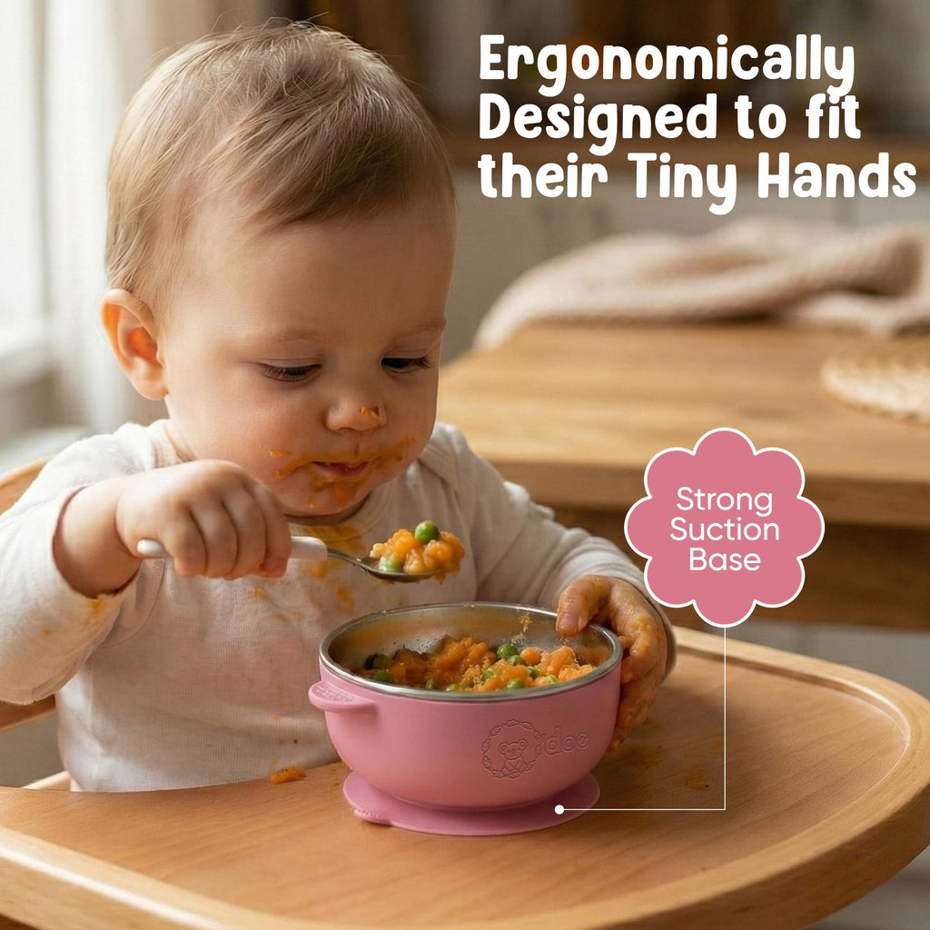 Suction Bowls for Baby 5", Non-Toxic Stainless Steel Baby Bowls