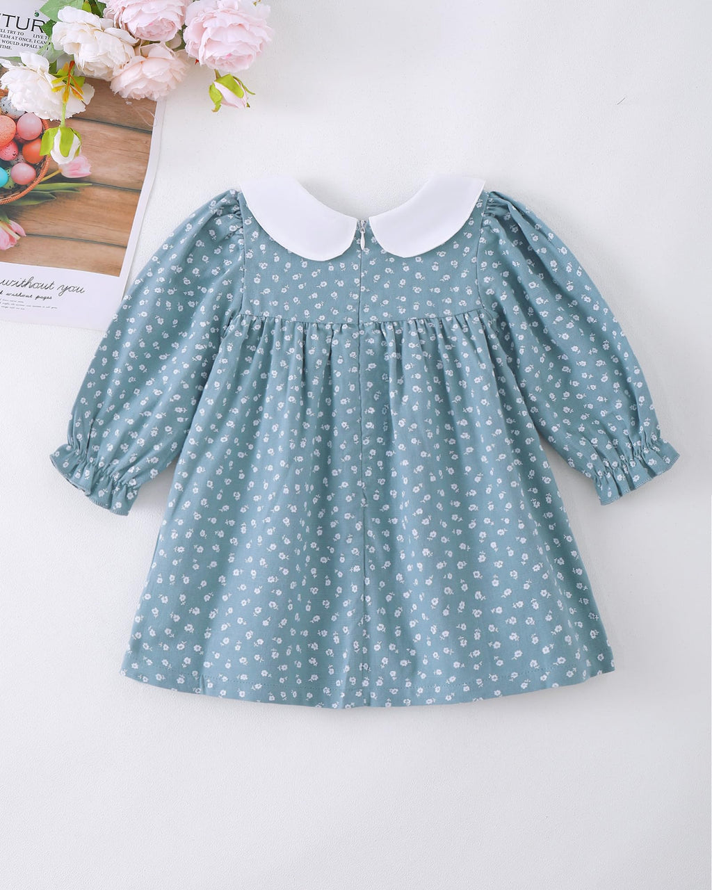 Baby Girls 18 Clothes Fall Winter Blue Floral Dress