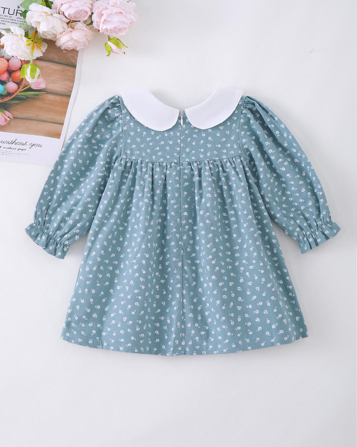 Baby Girls 18 Clothes Fall Winter Blue Floral Dress