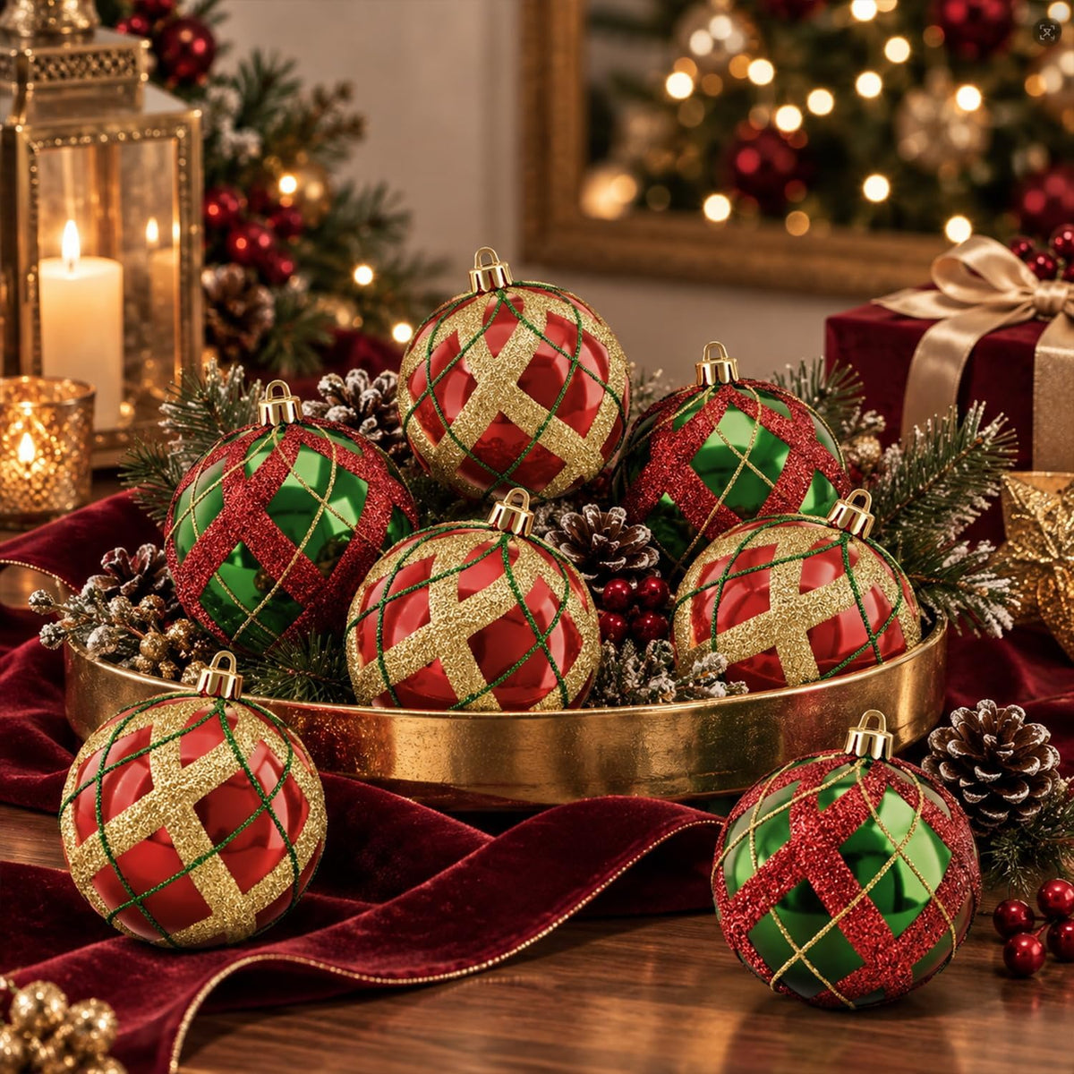 Large Christmas Ball Ornaments 4PCS 3.94" Big Shatterproof Balls
