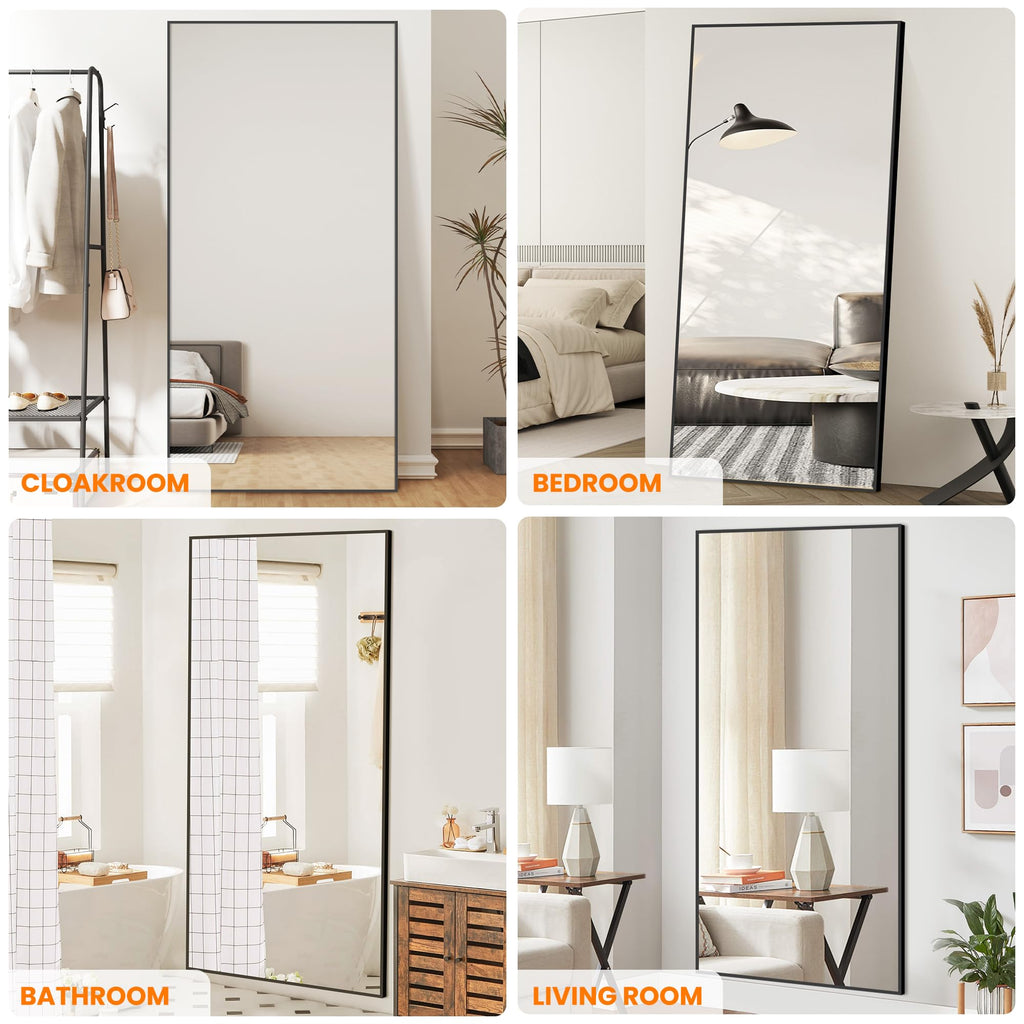Full Length Floor Mirror 75"x35", Large Standing Body Mirror, Black