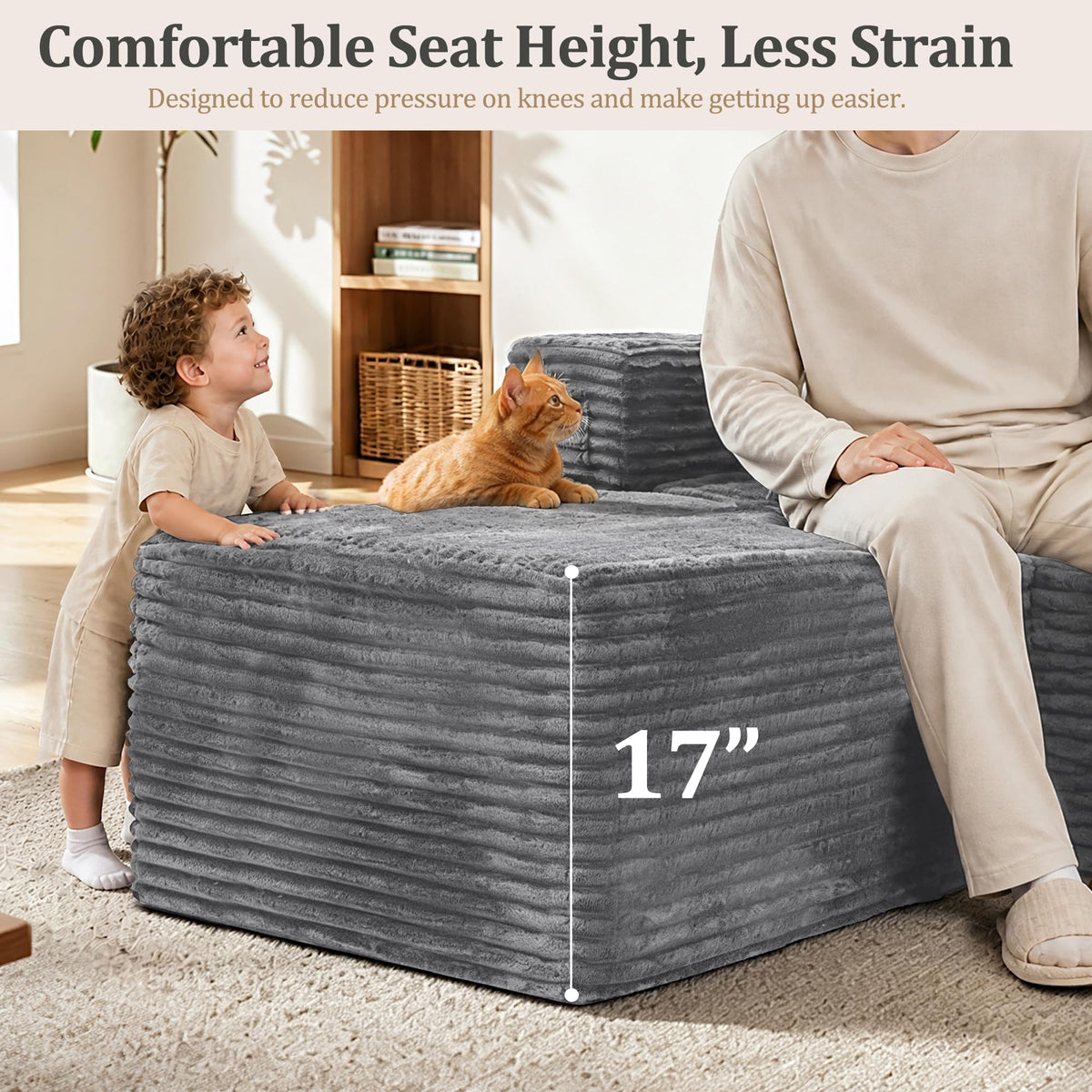 144.42" Oversized Boneless Sectional Couch for Large Living Room, Comfort Cloud Modular Sofa with Upgraded 3-Layer