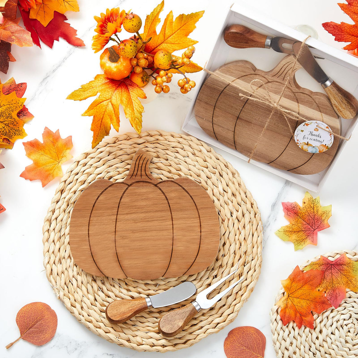 2 Sets Fall Pumpkin Charcuterie Boards, Mini Cheese Board Gifts