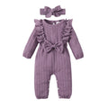 Baby Girl Romper Infant Fall Winter Clothes Ruffle Sweater Long Sleeve Bodysuit Jumpsuit and Headband