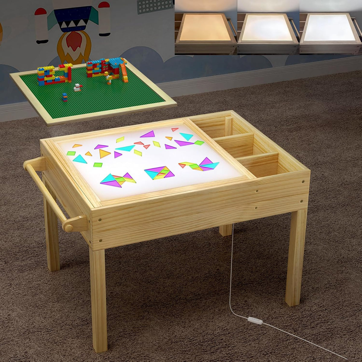 Sensory Light Table for Kids, in-1 Activity Table with Storage