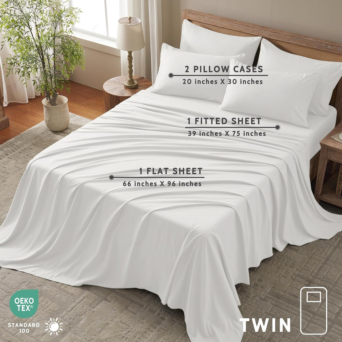 Sheets Set - 6 Piece Luxuriously Soft & Cooling Sheets - Ultra Soft 16" Deep Pocket Sheet Set - Fitted