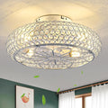 20" Flush Mount Caged Crystal Ceiling Fan with Light & Remote