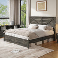 Farmhouse Wooden Bed Frame with 49.2" Headboard, Grey