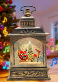 Christmas Snow Globes Lantern Lighted Water Glittering,with Santa Claus Projection/6H Timer/Music,Christmas