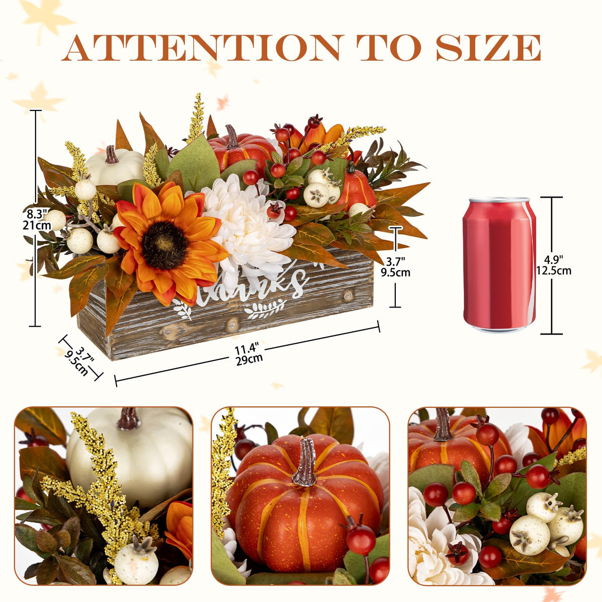 Fall Centerpiece for Table Fall Fake Flower in Pot Fall Floral Arrangement