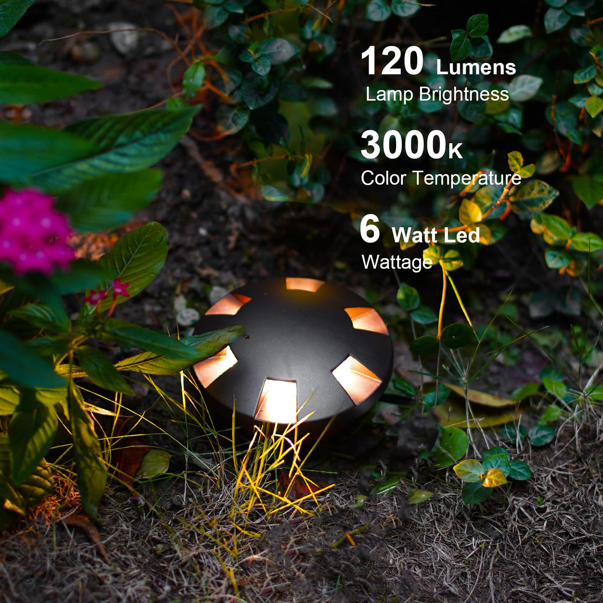 Landscape Lighting 8PK Low Voltage Well Lights 6 Watt LED 120 Lumen 12V AC In-Ground Lights 3000K Warm White
