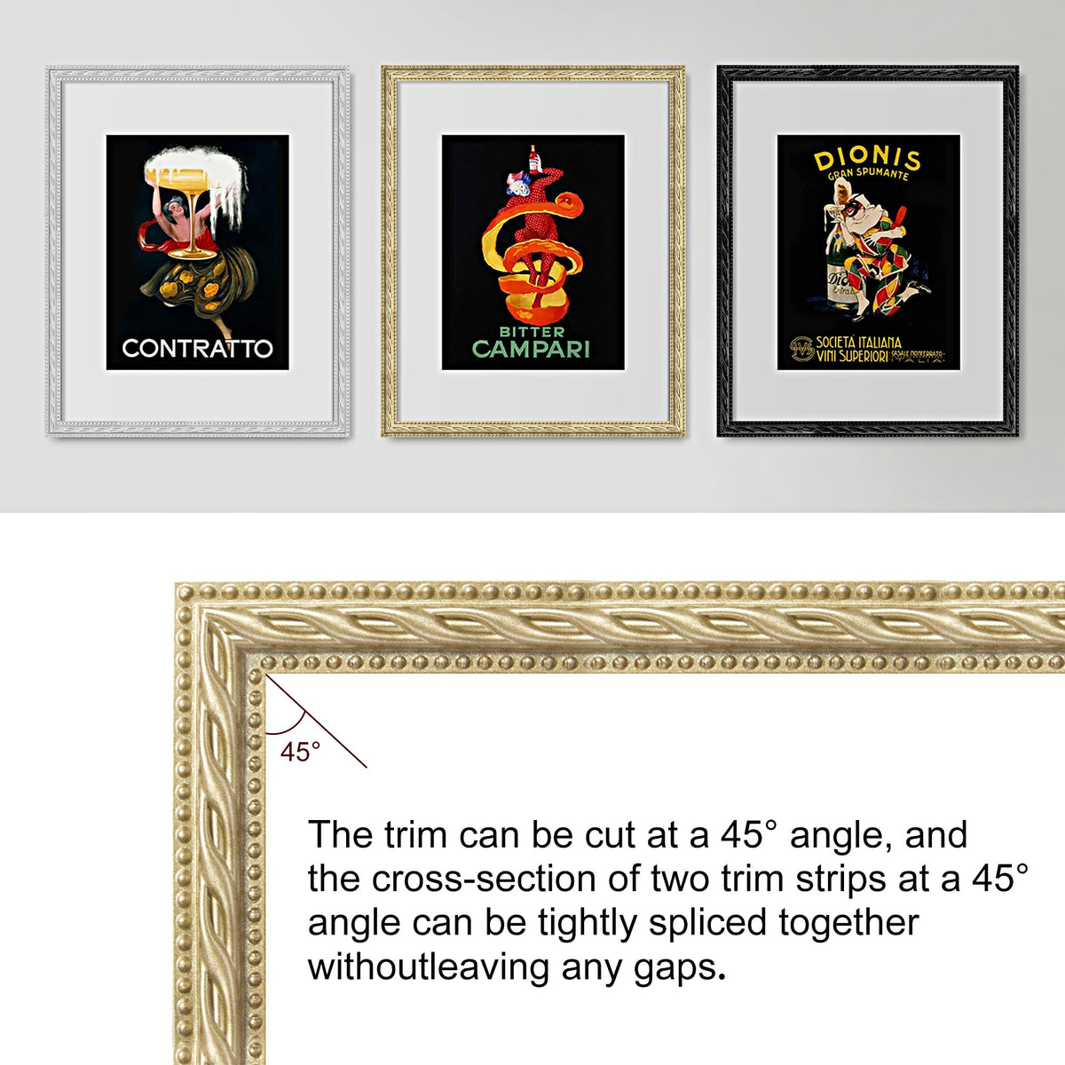 PVC Moldings Trim, 300cm×2cm, Peel and Stick Self-Adhesive, Coving for Ceilings, Wall Moldings for Wall Edge, Mirror