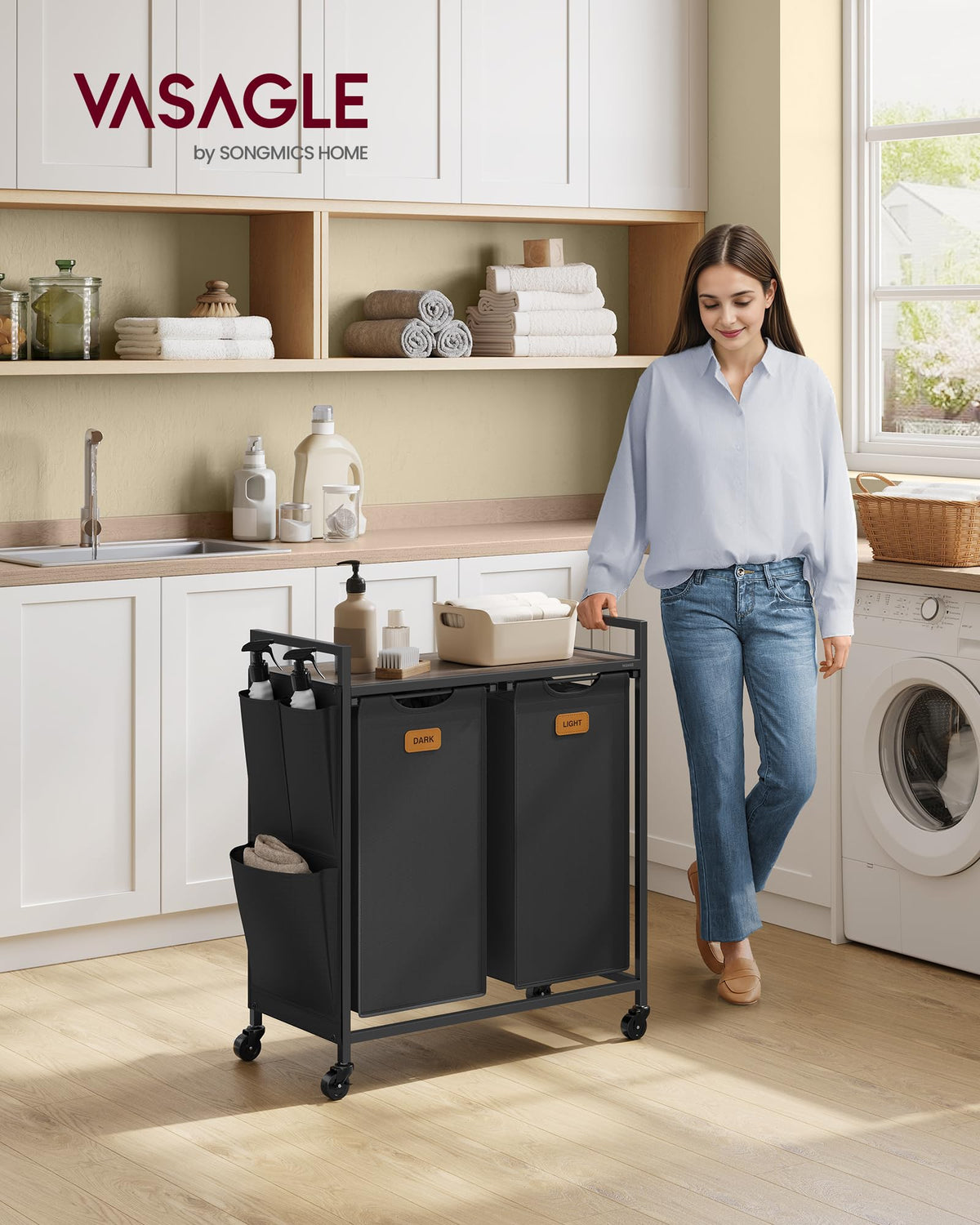 Laundry Hamper 2 Section, Laundry Sorter, 26.4 Gal. (100 L)