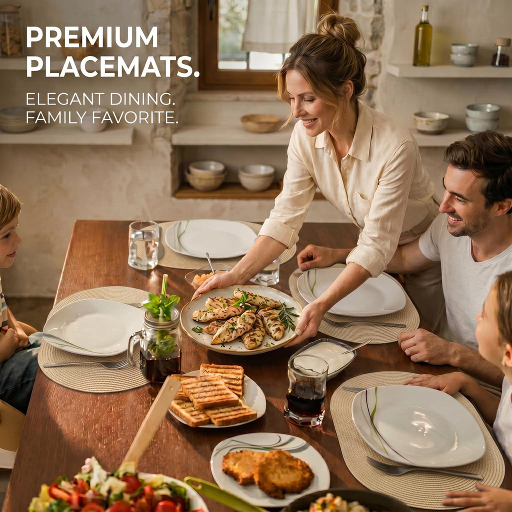 Faux Leather Placemats Set of 4, Wipeable Waterproof Stain Resistant Table Mats, Heat Resistant Thick Placemats with