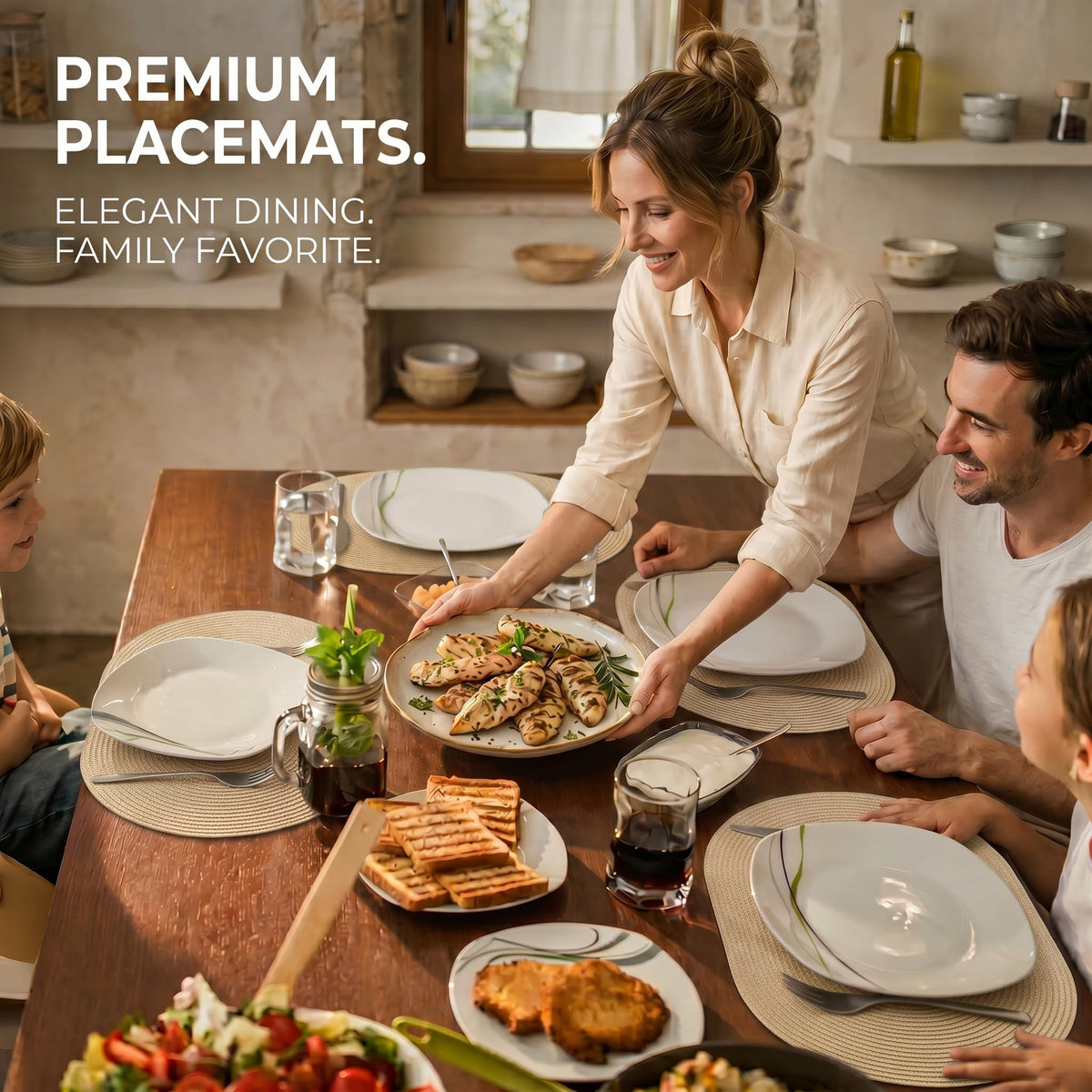 Faux Leather Placemats Set of 4, Wipeable Waterproof Stain Resistant Table Mats, Heat Resistant Thick Placemats with