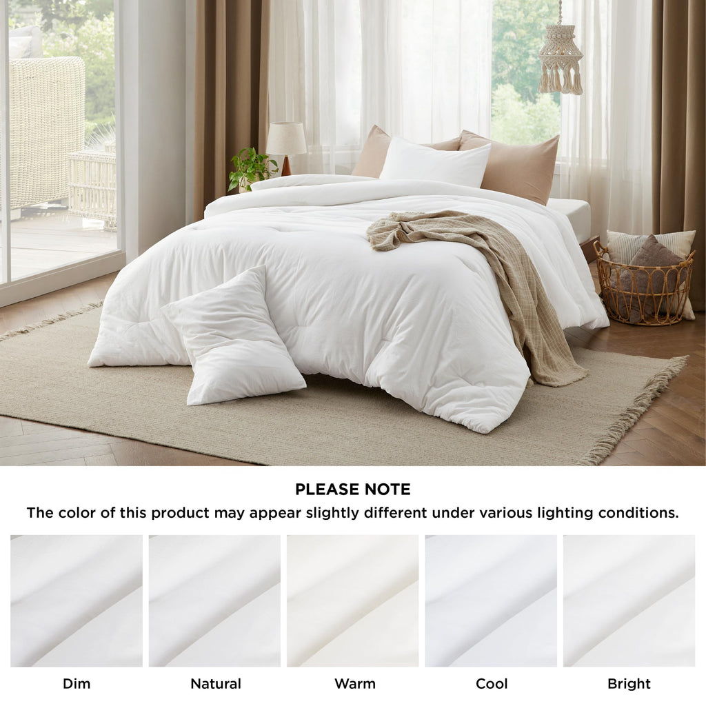 PureWoven Cotton Comforter Set Prewashed, White