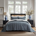 100% Cotton Scallop Quilt Set, Stormy Blue