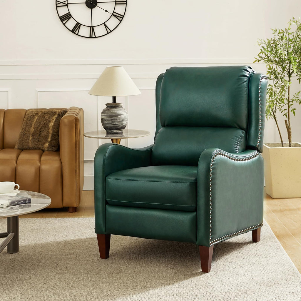 Genuine Leather Recliner Chair Set of 2, Green