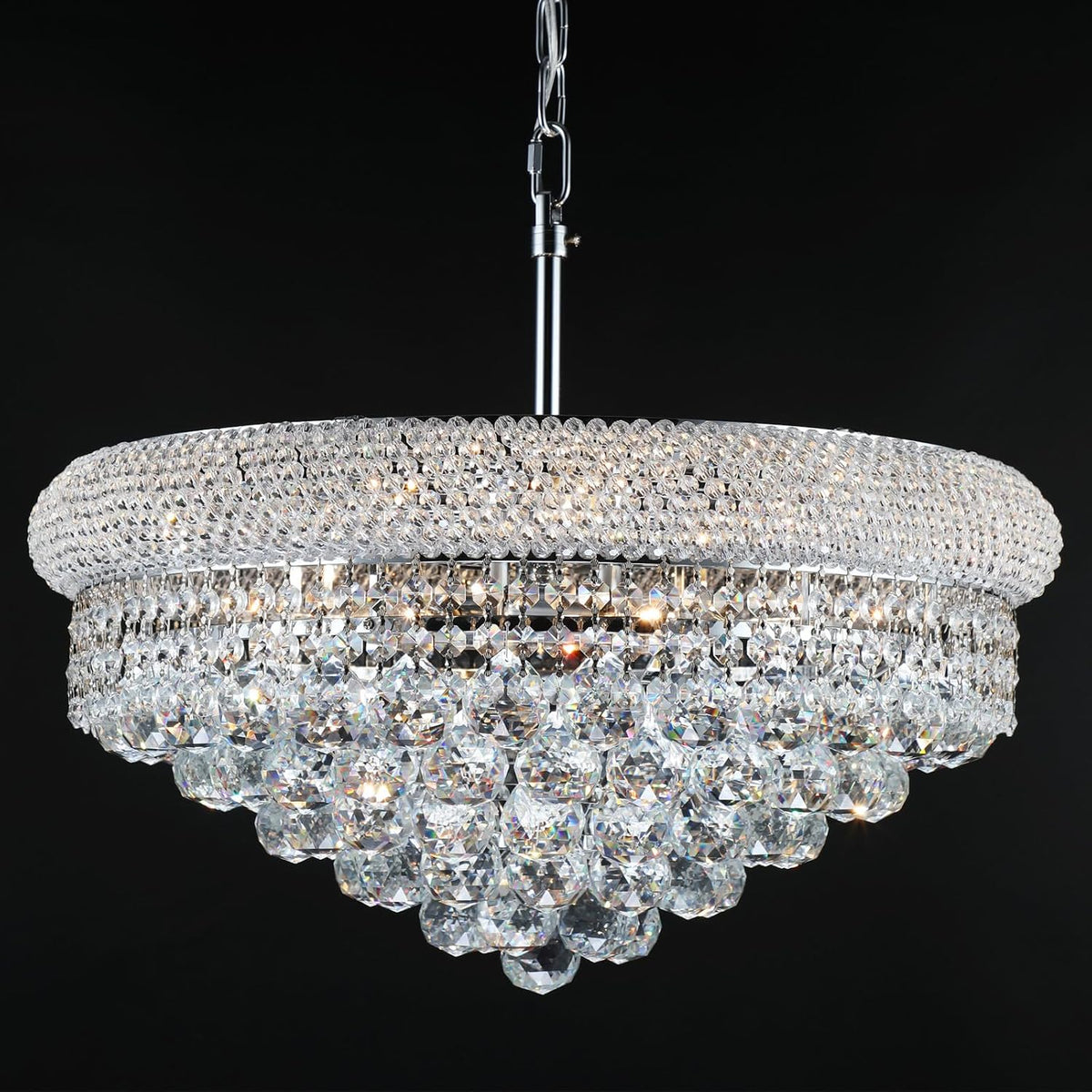 French Empire Crystal Chandelier, Elegant Statement Light for Dining and Entry