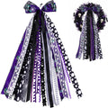 Black Purple Halloween Wreath Bow Wreath Sash for Front Door Decoration