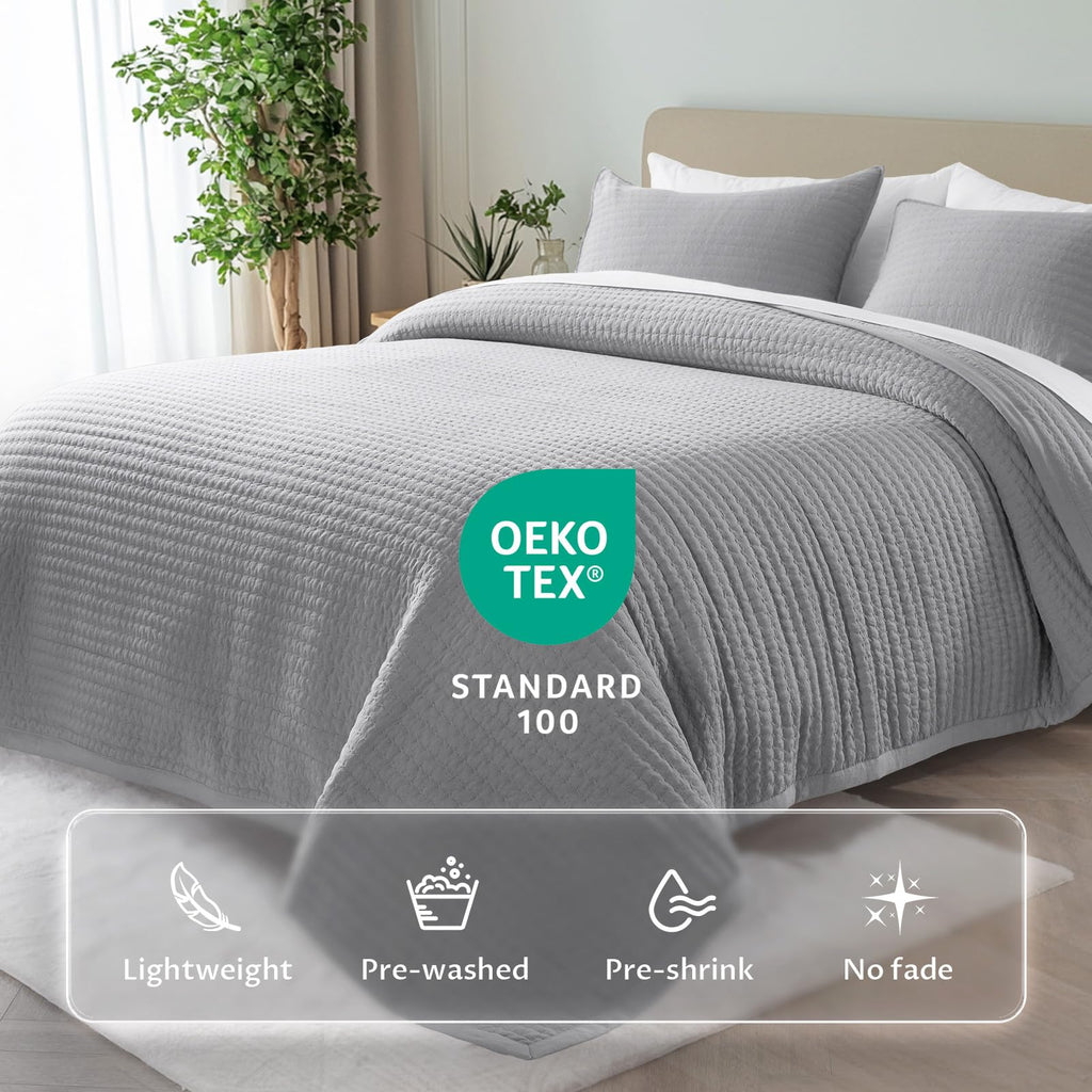 Quilt Set 112x106, Soft Washed 3-Layer Lightweight