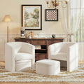 Morden Velvet Barrel Accent Chair with Storage Ottoman Set of 2, Upholstered Living Room Side Chair, Single Sofa