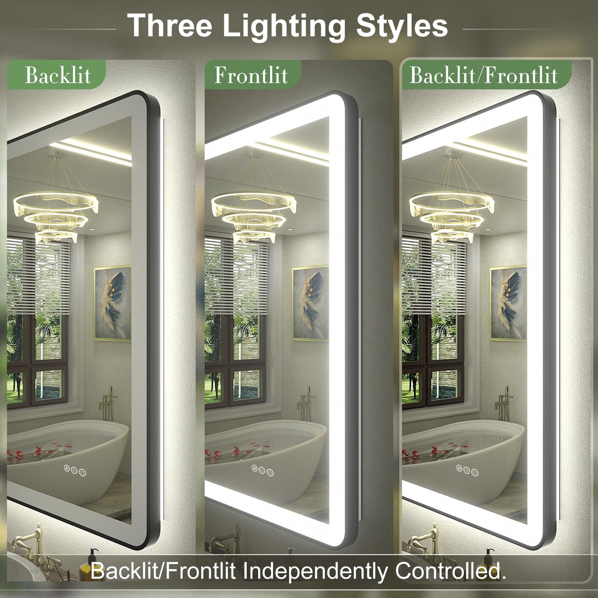60"x30" LED Lighted Bathroom Mirror for Wall