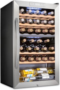 33 Bottle Dual Zone Wine Cooler Refrigerator w/Lock - Large Freestanding Wine Cellar For Red, White