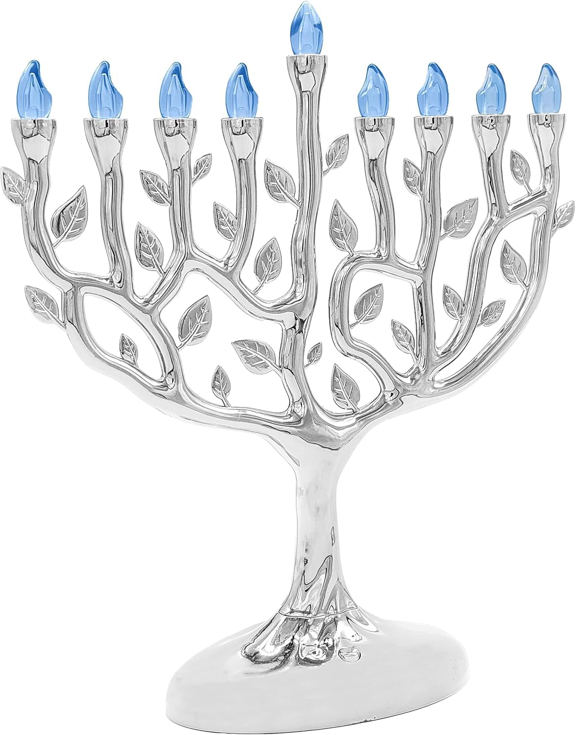 LED Electric Silver Hanukkah Tree of Life - Battery or USB Powered - Includes a Micro USB 4' Charging Cable (1-Pack