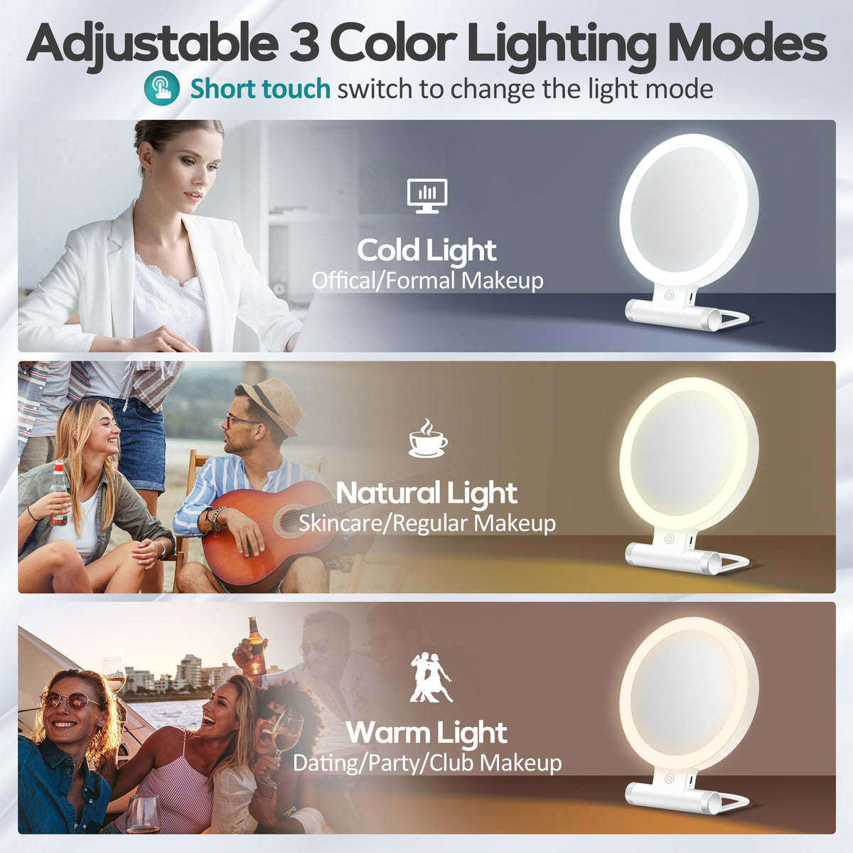 Magnifying Mirror with Light 30X