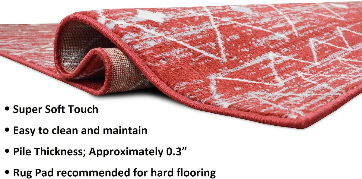 HR - Moroccan Trellis Motif Rug 5x7 Rustic Berber Tribal Pattern Moroccan Décor Carpet Flooring Red and Grey