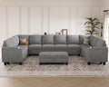 Oversized U Shaped Modular Sectional Couches 10 Seater Modular Sofa Set with Storage Ottoman Large Sectional Couch