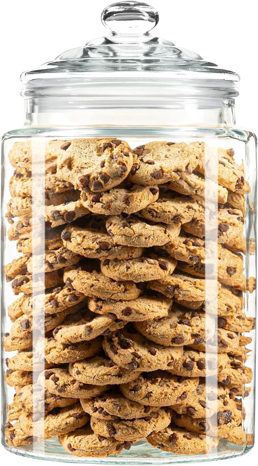 1.5 Gallon Glass Cookie Jar - Tall Food Storage Container with Airtight Lid - Large Kitchen Canister for Sugar