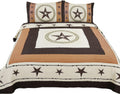 Peak 3 Piece Western Texas Lone Star Cabin Lodge Barb Wire Luxury Quilt Bedspread Coverlet Comforter Brown Beige Set