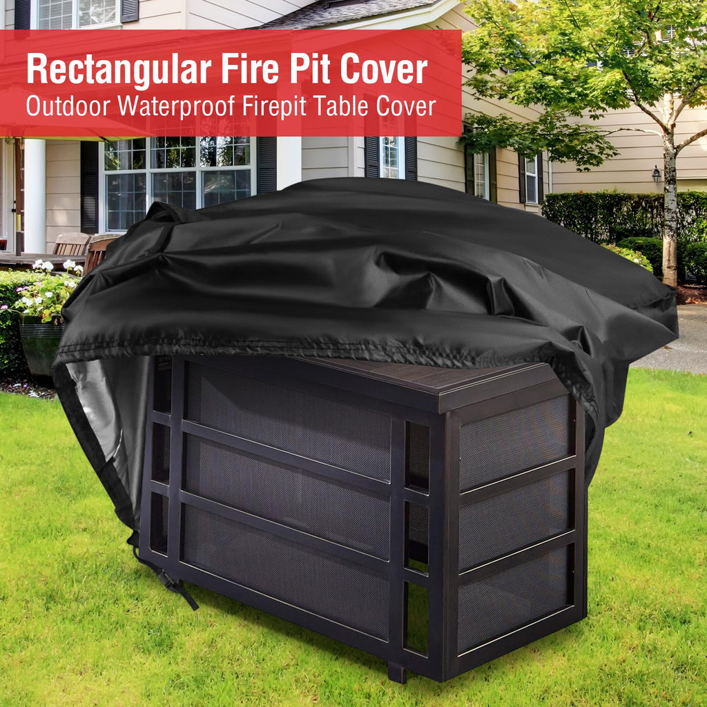 Rectangular Fire Pit Cover for Firepit Table, 46 x 26 x 25 Inch