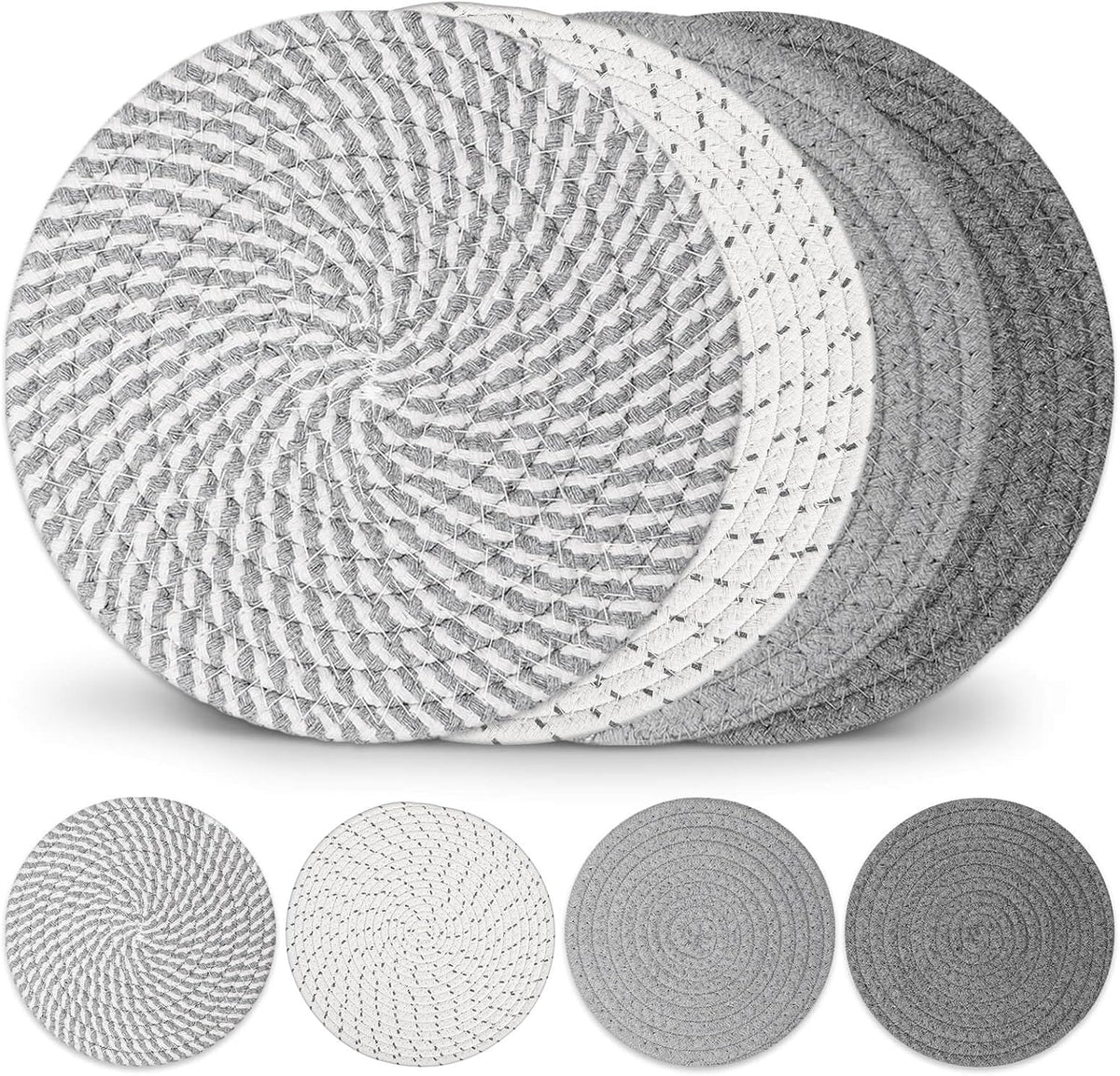 10" Trivets for Hot Dishes, Hot pots and Pans, Heat Resistant Pot Holders, Hot Pads for Countertops - Set of 4