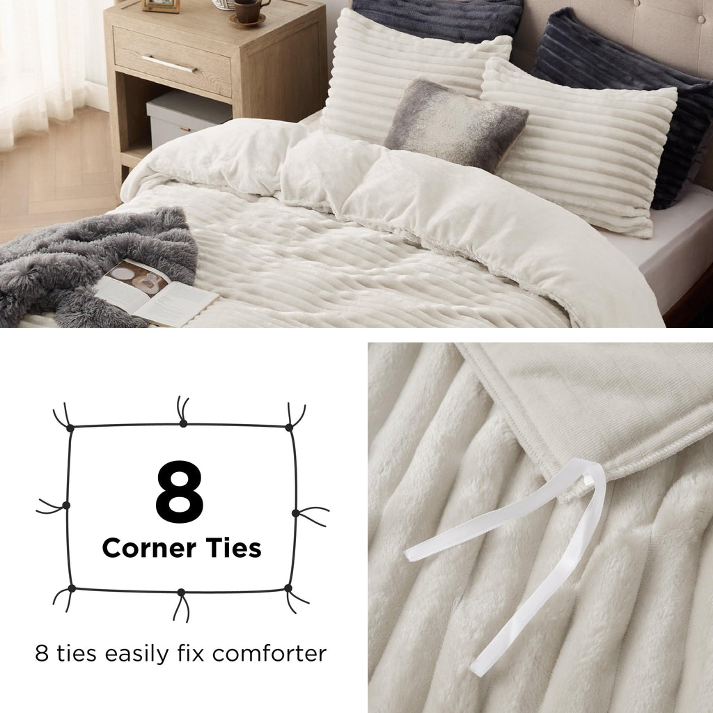 Fluffy Duvet Cover Set, Warm Flannel Fleece Bedding, Linen