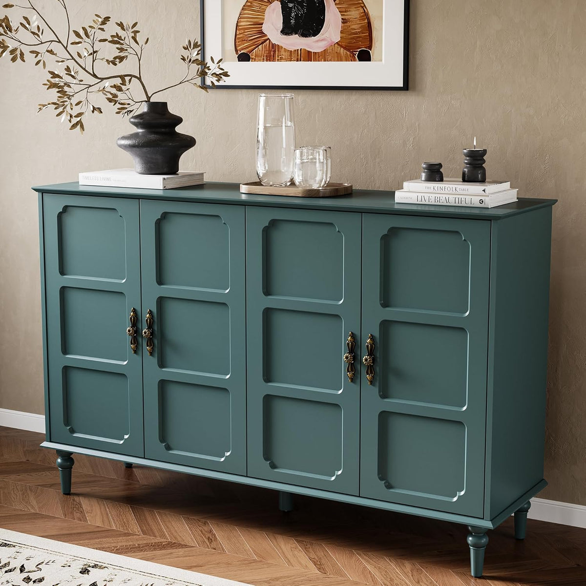 55 inch Mid Century Sideboard Buffet Cabinet with Storage