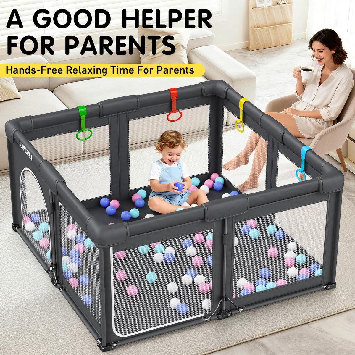 Playpen Play Pen Foldable Playpen for Babies and Toddler 2 Entry 50X50