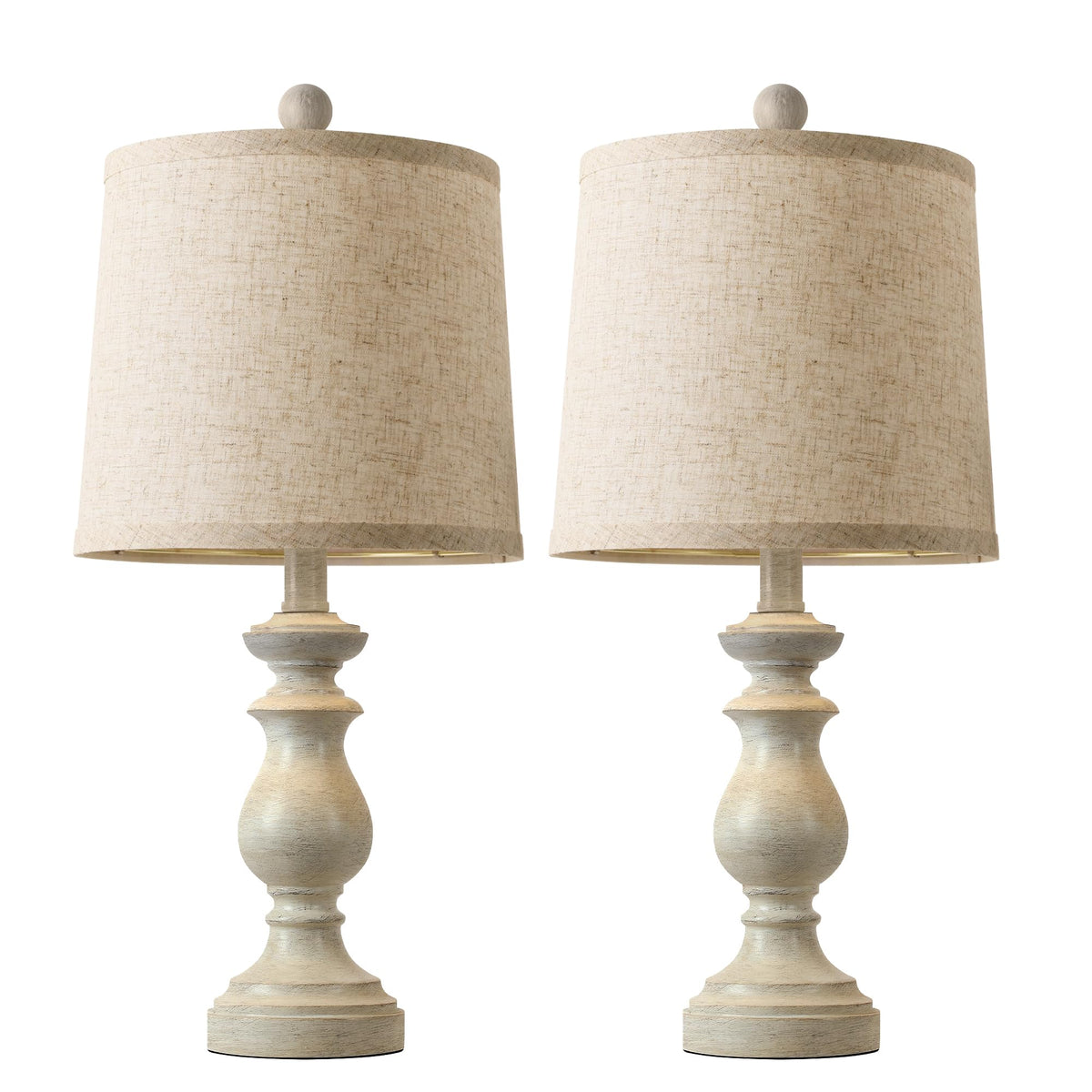 Traditional Table Lamp Set of 2, Rustic Farmhouse Table Lamps Bedroom, 22" Bedside Desk Lamps Vintage Nightstand