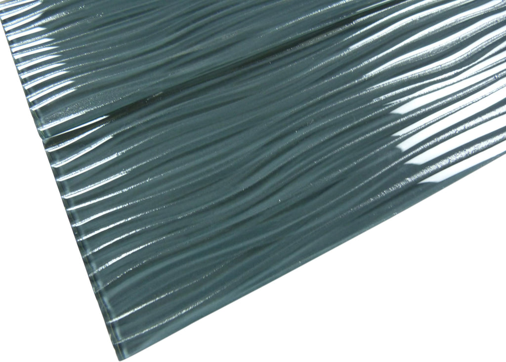 Oasis Tile Eclipse Grey Wave | 4x12 Glossy Glass Subway Tile