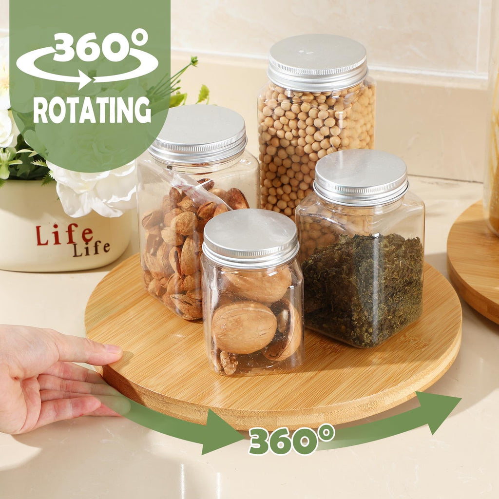 4 Pcs Bamboo Wooden Lazy Susan Organizer Turntable, 10 Inch