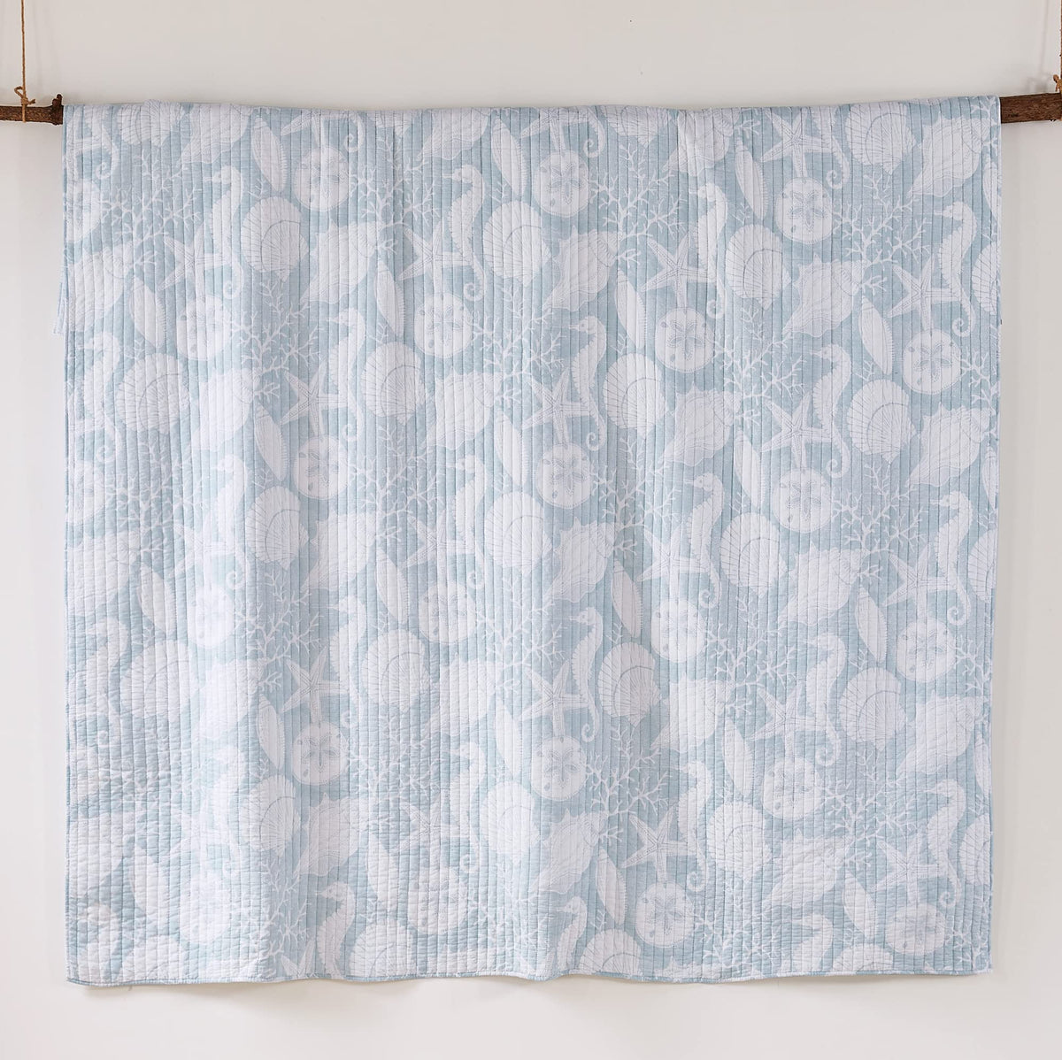 Stillwater Quilt Set - Quilt and Two Shams - Coastal - Blue and White - Quilt (106x92in.) and Shams